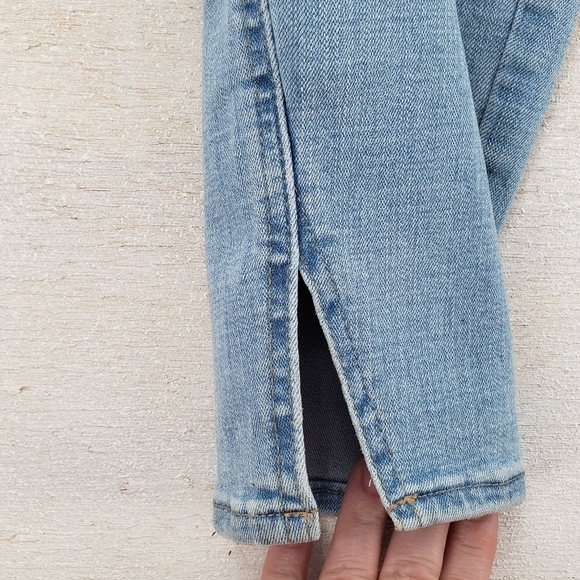 Levi's 721 high rise skinny ankle jeans 31 split hem light blue denim button fly - Picture 3 of 15